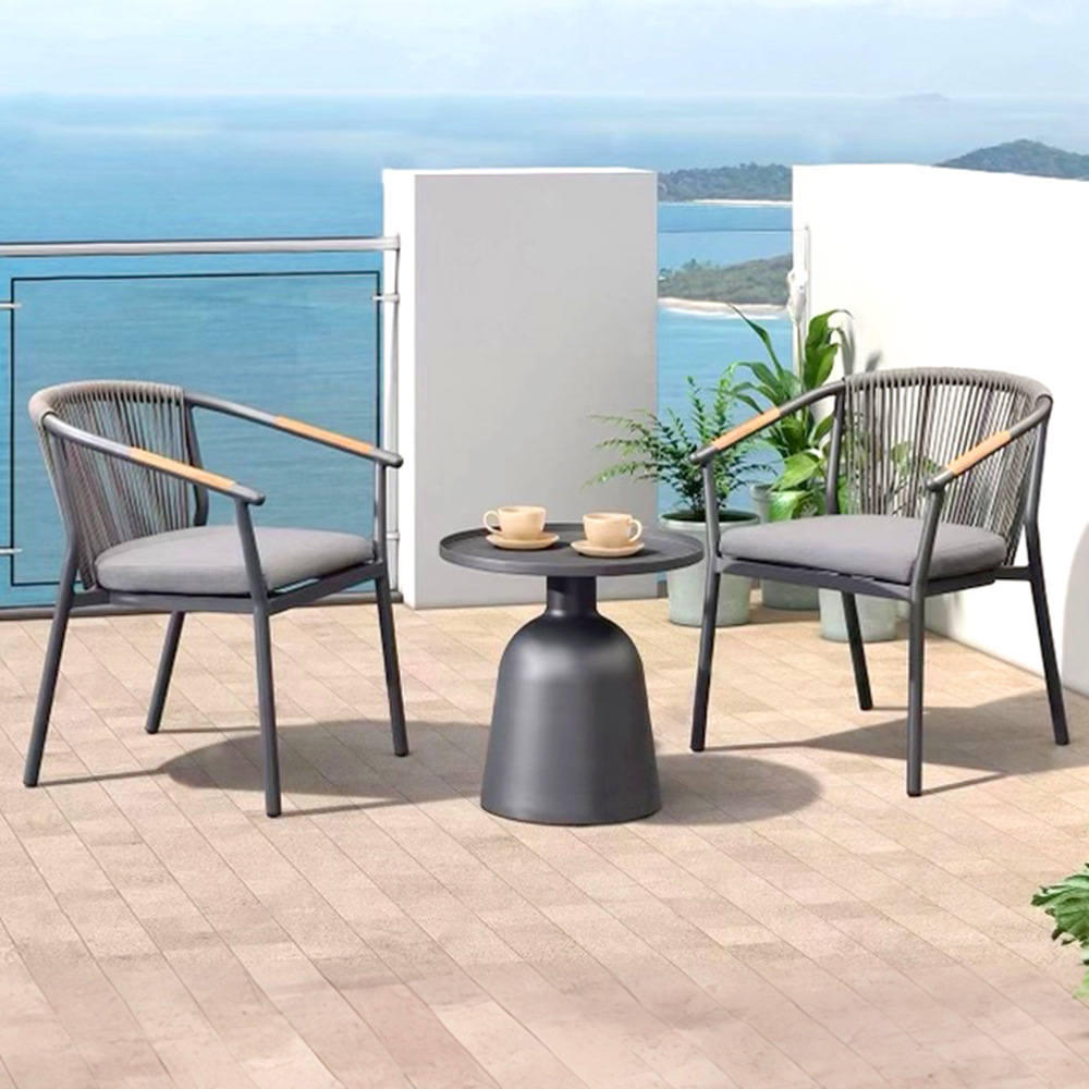Mesa y silla de patio al aire libre combinación de villa de ocio hotel jardín al aire libre tela de caña balcón al aire libre combinación de silla de caña residencial image 10