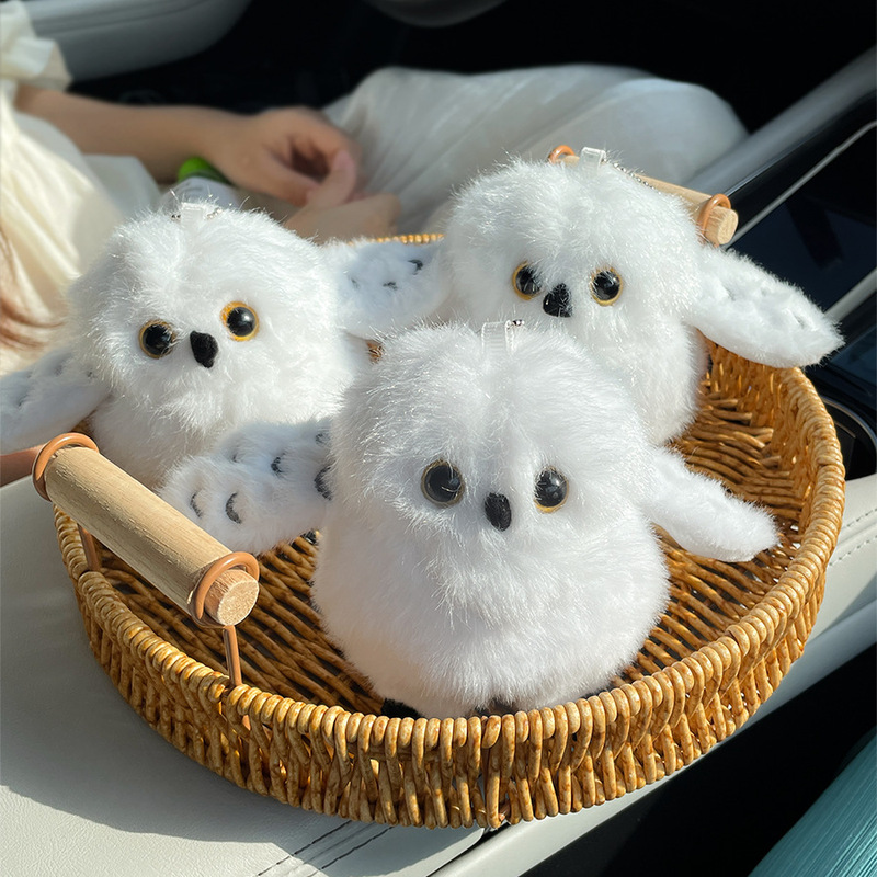 Standing shoulder bird plush toy, cute owl plush toy, snow owl animal simulation toy, keychain pendant Standing shoulder bird plush toy, cute owl plush toy, snow owl animal simulation toy, keychain pendant