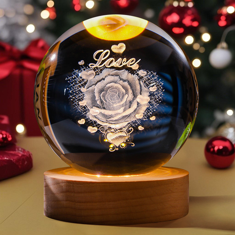 Astronauta luminosa bola de cristal lámpara de noche 3D escultura decoración de mesa para reuniones de estudiantes regalos personalizados