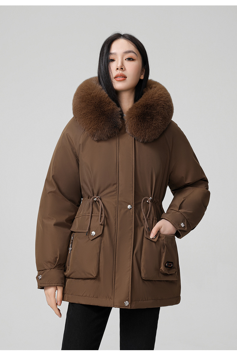 Cross border clothing with padding thickening to overcome women's short 2024 winter new style big fur collar slim fit_voghion.com