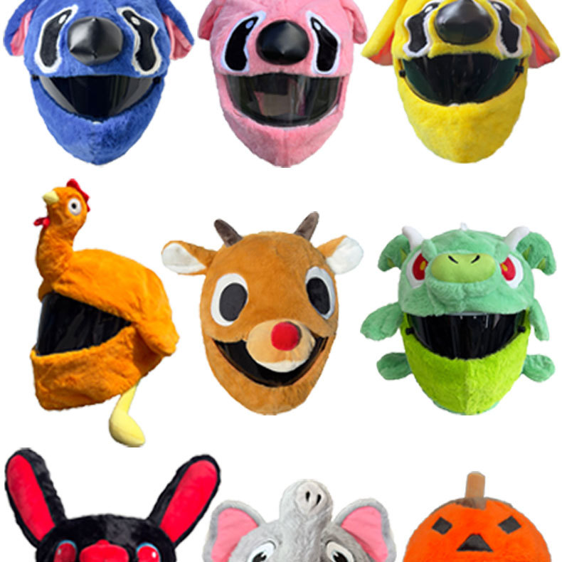 Cross-Border Plush Personalized Animal Helmet Protective Cover Motorcycle Head Accessories Motorcycle Unicorn Stitch Pig Head Headgear