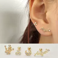 KLS1357 Японские и корейские серьги из золота 10 карат 14 карат, элегантные круглые сверла, треугольный винт, гвоздь для ушей