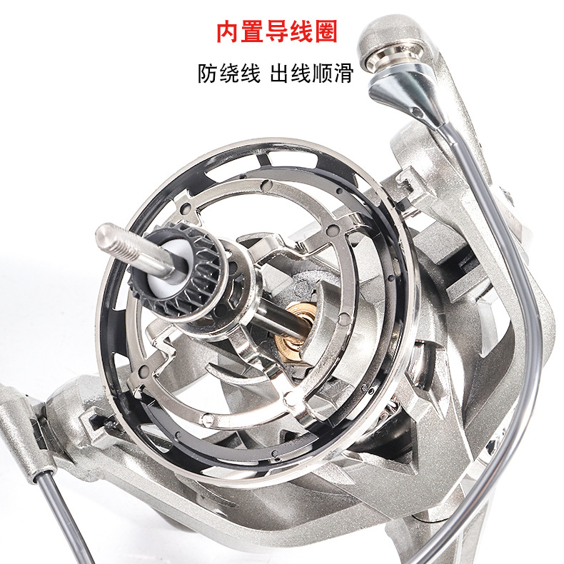 Carrete de pesca de metal rueda giratoria rueda de tiro largo mate gris NKG pesca carrete ancla rueda de pesca rueda de tiro largo