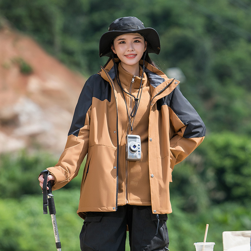 Chaqueta de otoño e invierno de dos piezas tres en uno desmontable para hombres y mujeres mismo forro polar chaqueta cálida al aire libre al por mayor