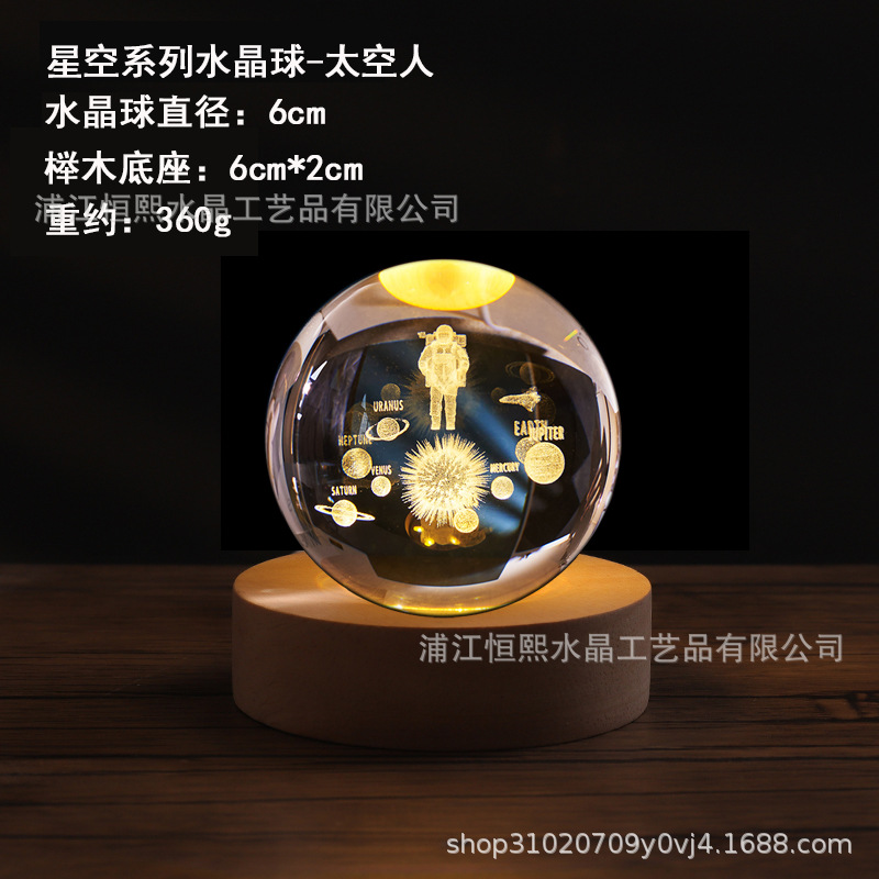 3D Sistema Solar luminoso Galaxy cielo estrellado bola de cristal tallada luz la noche decoración escritorio amigos compañeros regalo cumpleaños