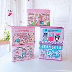 Cartoon House Series PU Foldable Storage Desk Organizer Makeup and Stationery Categorization and Organization Storage Box