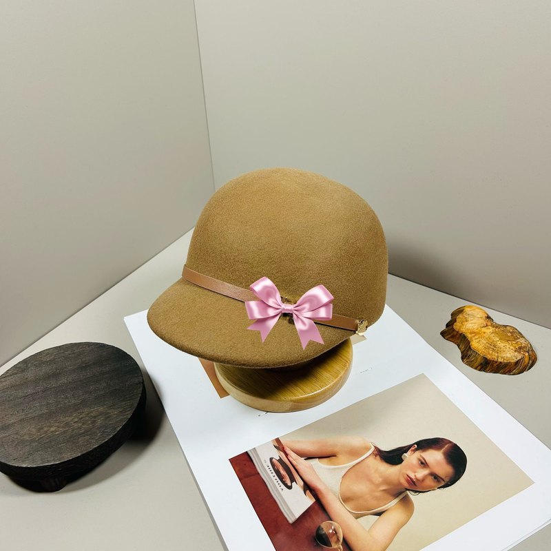 凯旋门金标小沿礼帽女士秋冬时尚羊毛呢帽子英伦复古百搭爵士帽潮|undefined