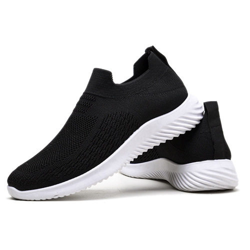 Men's Slip-On Lazy Student Shoes with Flyknit Mesh Mouth Sports Shoes Breathable Lightweight Running Casual Trendy Shoes
