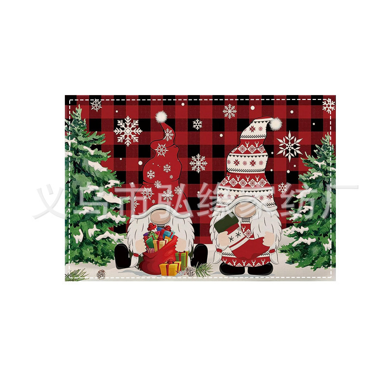 アマゾンクロスボーダー新品クリスマスクリスマスツリー雪だるま食マットセットプリントリネン防汚断熱マットテーブル|undefined