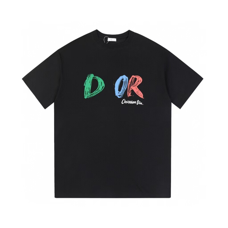 クロスボーダー 25ssCD ホームファッションブランド春夏新作落書きペイントレタープリントユニセックス純綿半袖Tシャツ|undefined
