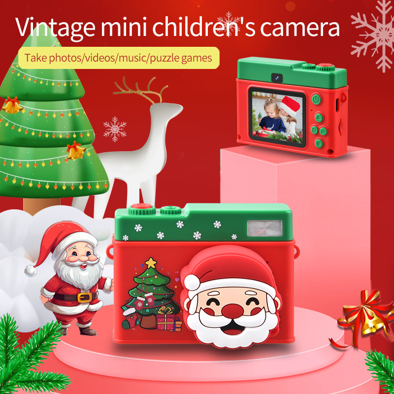 Cross-Border E-Commerce Christmas Children's Camera Hd Dual-Camera Digital Camera Silicone Santa Claus Christmas Gift