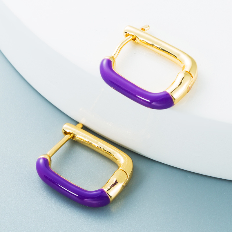 Nihaojewelry wholesale jewelry simple geometric colorful copper dripping earringspicture1