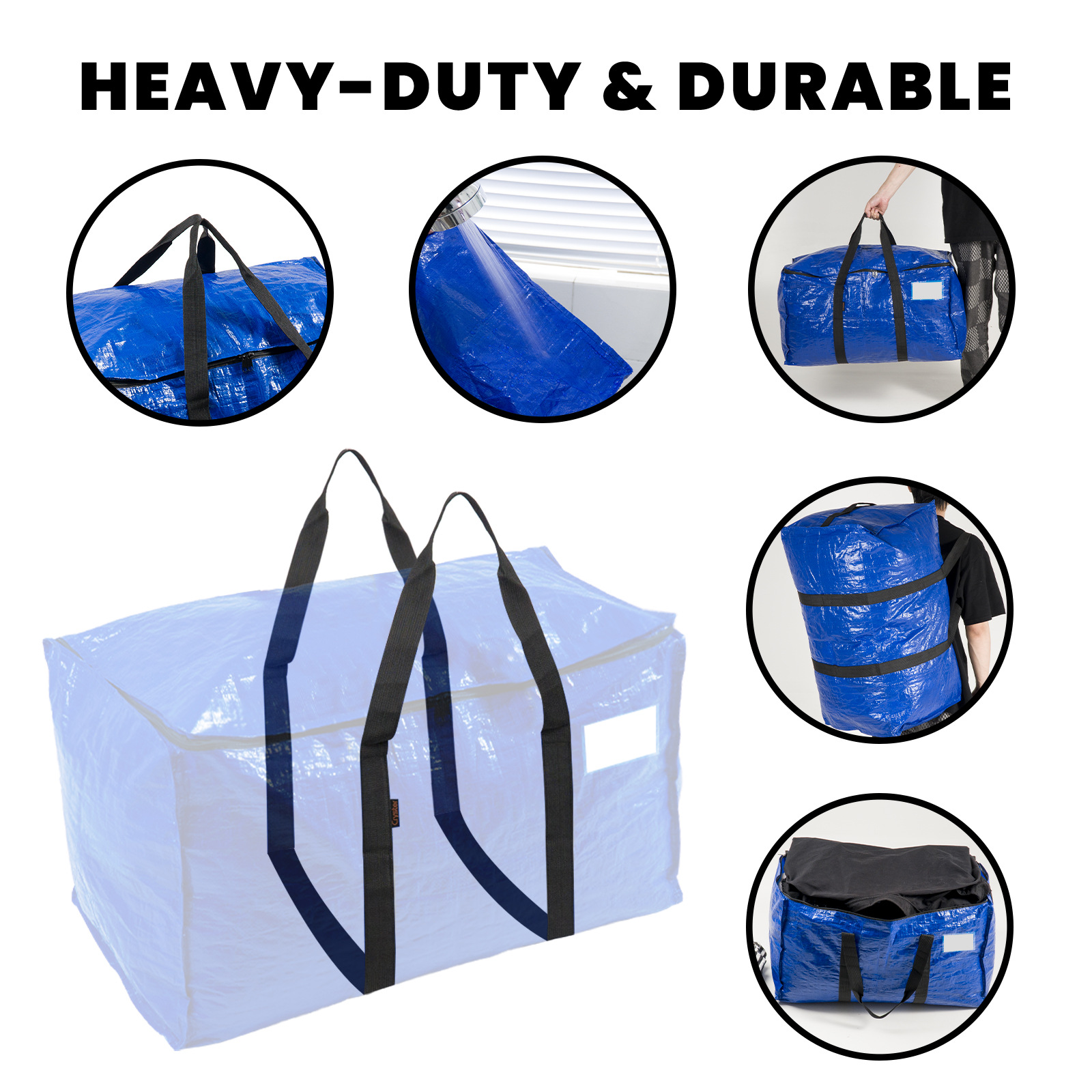 Bolsa de almacenamiento plegable para equipo de camping, viajes al aire libre, bolsa de mudanza con asa reforzada impermeable, venta caliente personalizada al por mayor de TEMU