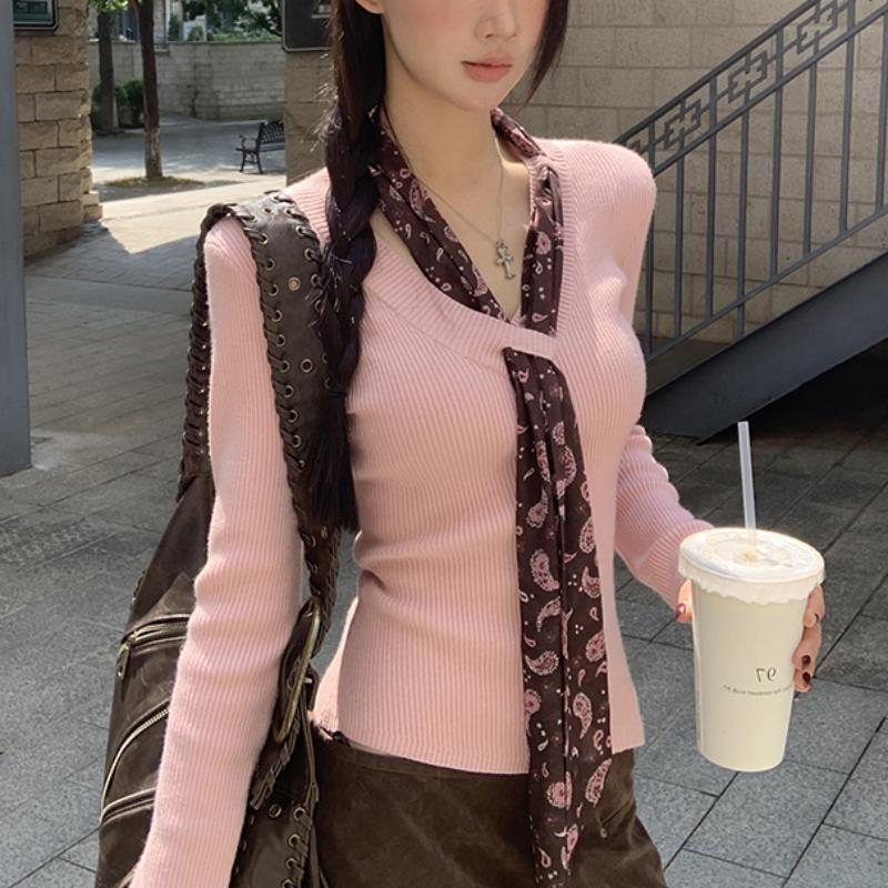 2025 New Style Sweater for Women in Winter, Can Be Worn Outside or Inside, Lazy Slimming Look Top Design Pink Knitted Sweater