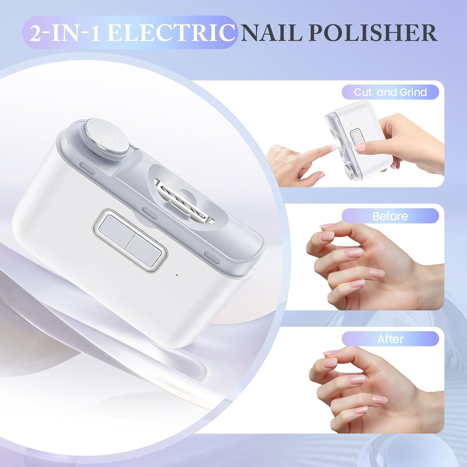 Multifunctional electric nail clipper 2-in-1 electric nail cutter portable electric nail scissors for infants and toddlers