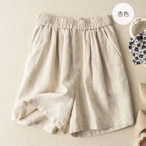 Cotton Linen Wide Leg Pants for Women Summer Loose and Thin Short Skirt Women High Waist Slimming Artistic Retro Casual Straight Pants for Outside Wear