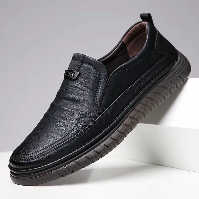 New British Style Loafers for Men, Slip-On Trendy Business Leather Shoes, Versatile Casual Shoes