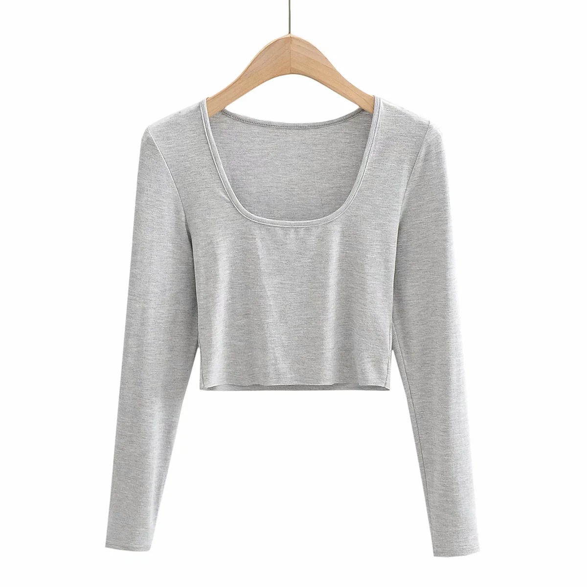 Deep U-neck slim short T-shirt NSAC20006