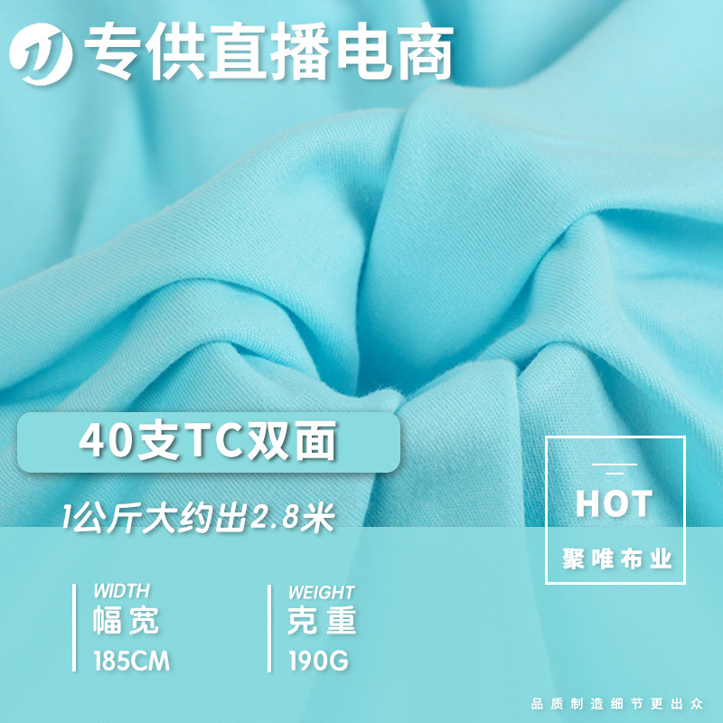 厂家供应春夏新品40支TC双面 涤棉AB双面平纹汗布棉毛布服装面料