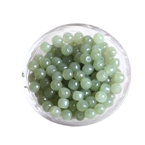 Manufacturer Direct Sale Hetian Jade Half-Hole Round Beads Old Style Bead Strand Loose Beads DIY Bracelet Necklace Jade Accessory Semi-Finished Product