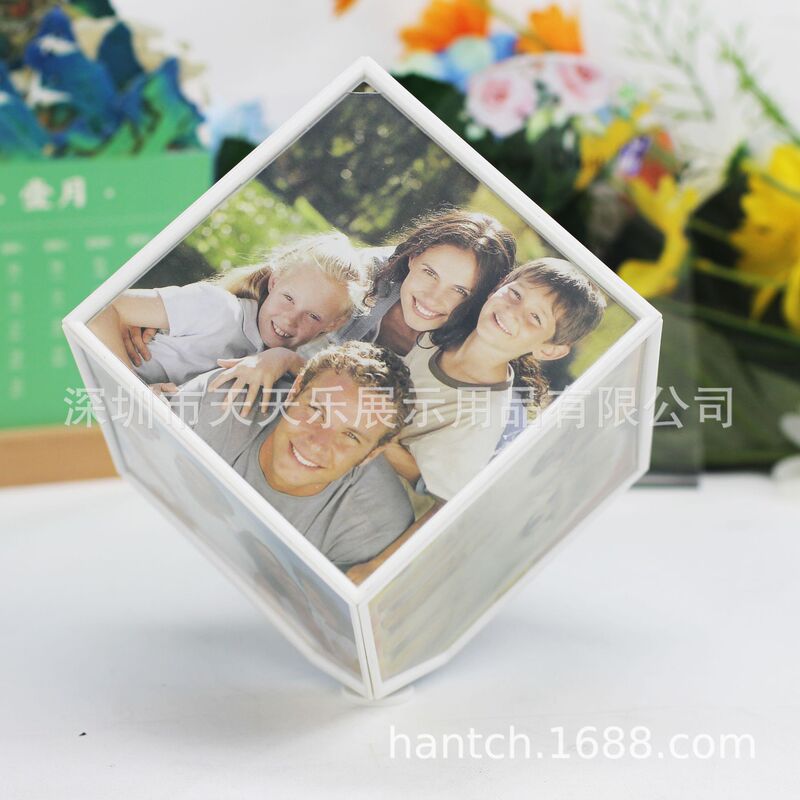 Cube cube rotating photo frame electric rotating photo frame six sides automatic rotating cube family photo frame