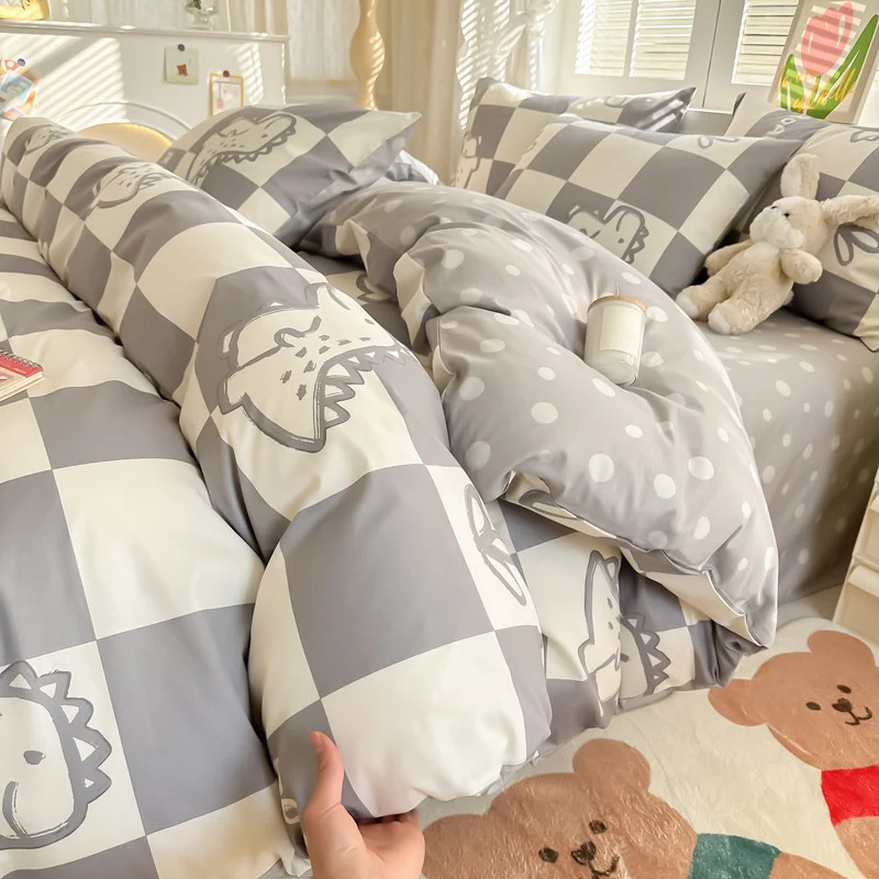 Cama de impresión no estática tipo A tipo de piel doméstica cuatro piezas de sábanas de algodón residencial sábanas de cama tipo笠 molido