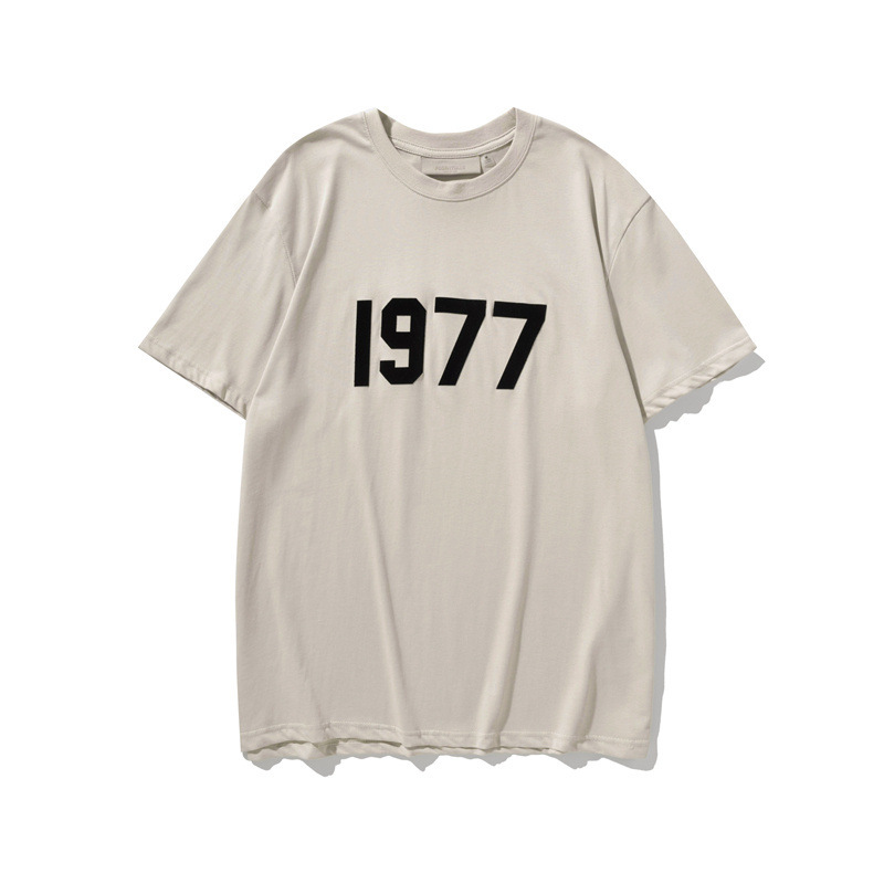 FOG temporada 8 Essentials flocado impreso 1977 Digital American High Street suelta casual manga corta Camiseta de los hombres