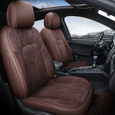 Four-Season Suede Seat Covers | Modelə uyğun (Original) oturacaq örtükləri - suede-charming-coffee-five-seats-fully-surrounded-in-front-and-rear-rows