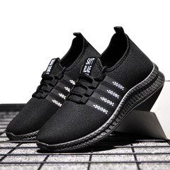 廠家直銷2023新款男鞋潮流外貿飛織系帶跑步鞋透氣韓版潮鞋運動鞋