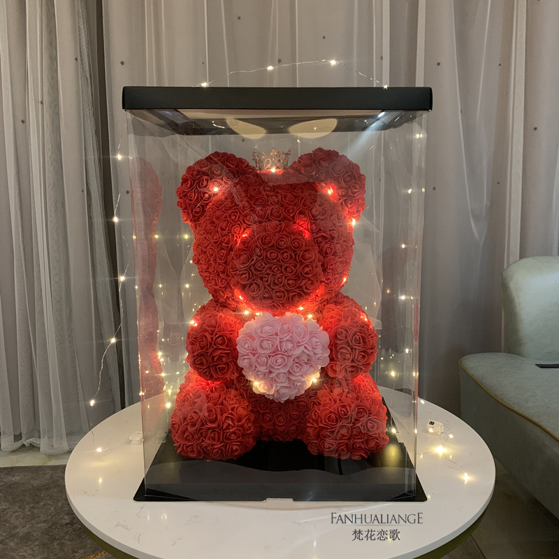 Unicornio flor inmortal rosa ramo caja de regalo de regalo para el día de San Valentín para la novia esposa y amiga