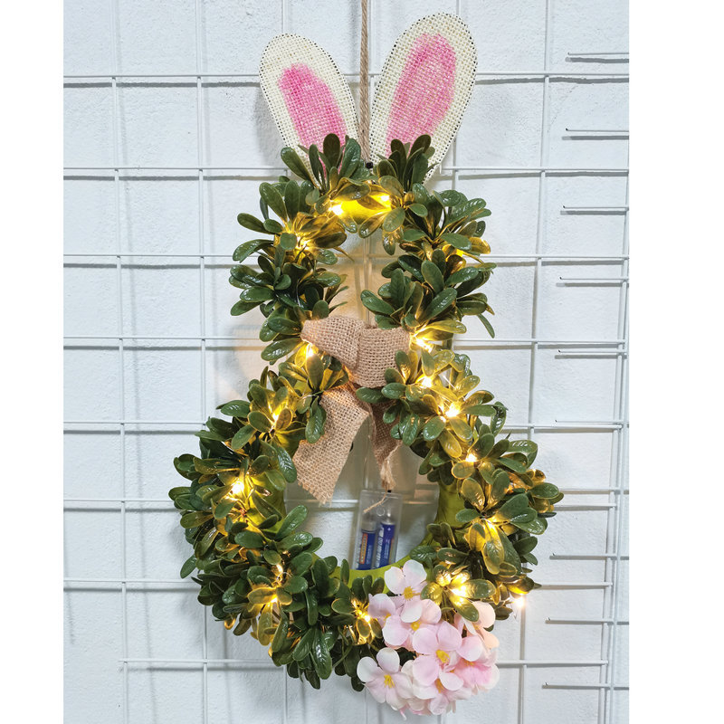 仿真圣诞花环复活节草兔复活节摆件复活节圣诞节礼品装饰挂件批发