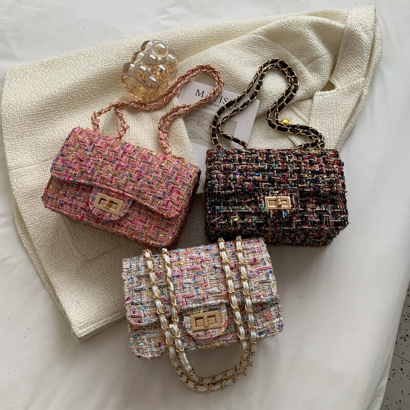 Chanel-Style Tweed Bag for Women, New Trendy 2025 Popular Korean Fashion Versatile Chain Shoulder Crossbody Bag Chanel-Style Tweed Bag for Women, New Trendy 2025 Popular Korean Fashion Versatile Chain Shoulder Crossbody Bag
