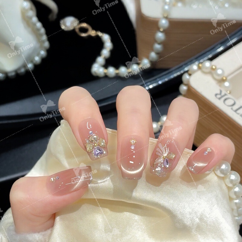 【Purple Butterfly】French-Style Purple Hollow Butterfly High-End Wearable Nail Art Stickers for Daily Commute with a Gentle and Elegant Vibe
