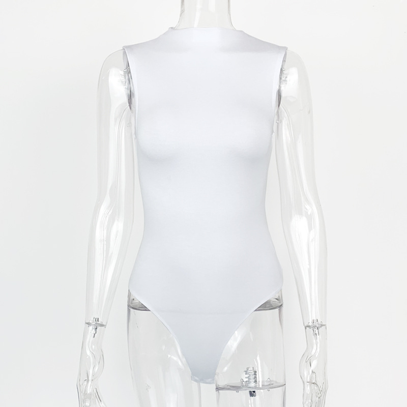 2022 verano nueva ropa de mujer ins Europa y América Internet celebridad moda de una sola pieza de algodón camiseta delgada sin mangas medio cuello alto mono