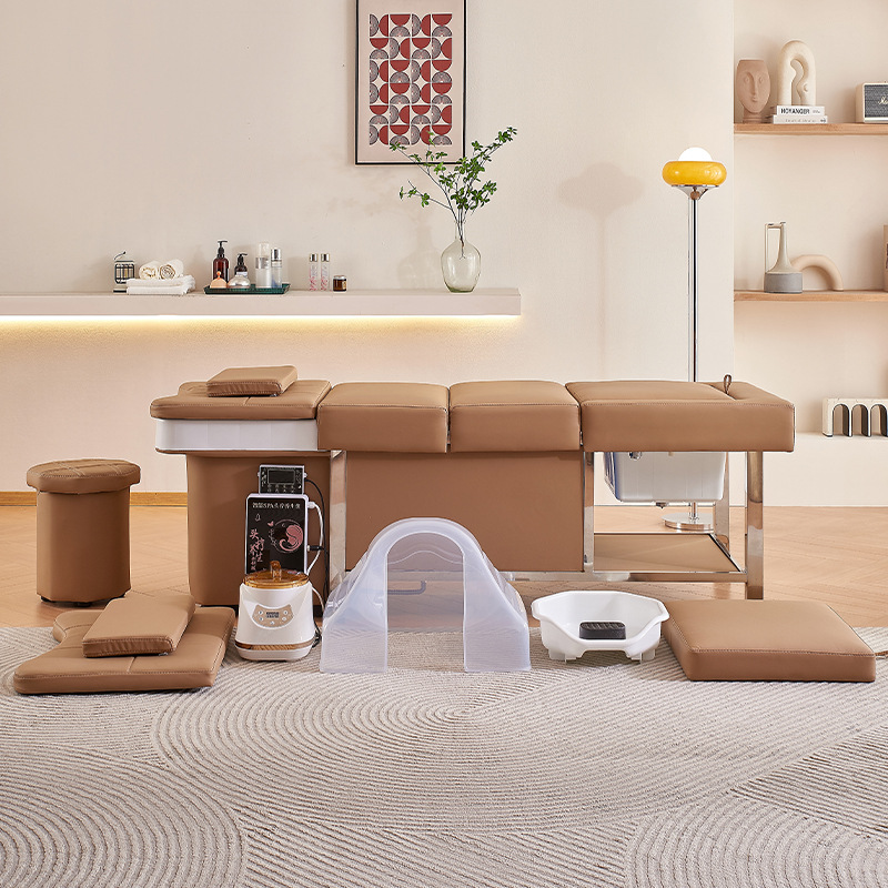 Cama de masaje de circulación de agua de temperatura constante tipo almacenamiento de agua de salón de belleza sin conexión de cabeza y pie