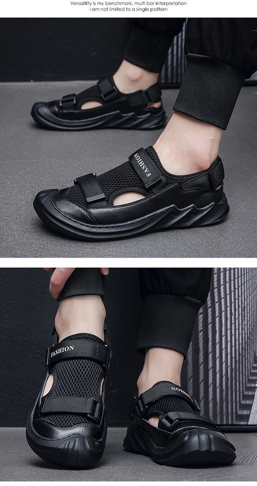 Dép sandal nam quai ngang bít mũi đế mềm thoáng khí — Màu xám 5533, Màu đen 5533 chi tiết 12