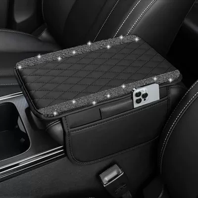Cover Pad Storage Bag Universal – Armrest box pad - double-row-crystal-brick-black