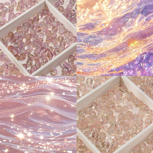 8mm [Micro-Crushed + Light Beads Mixed] Ice-Transparent Micro-Cracked Explosion Beads Handmade Beaded Bracelet Loose Bead Jewelry Accessories