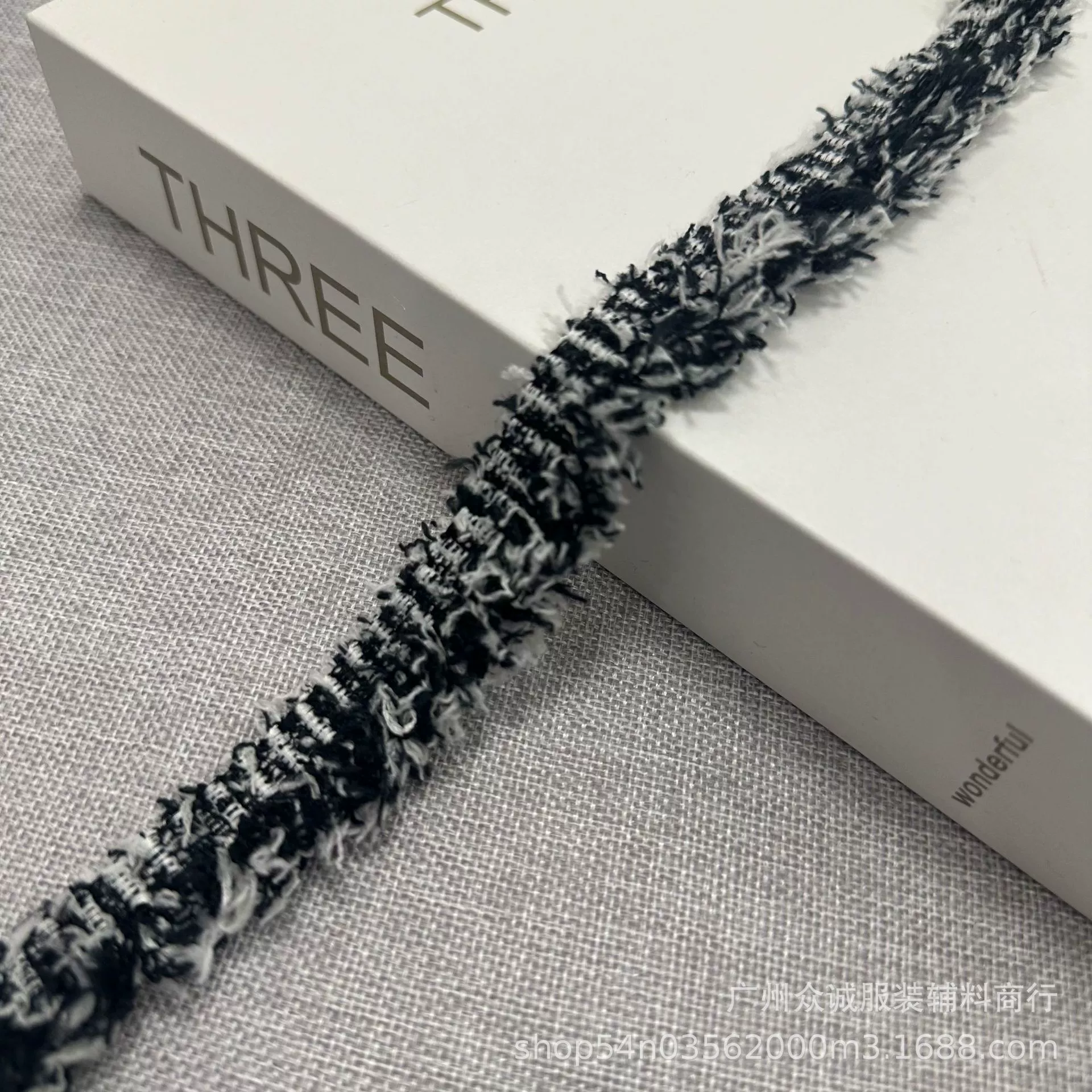 Демисезонный одно-сторонний двусторонний аксессуар, лента, 2 см, стиль Chanel, ручная работа