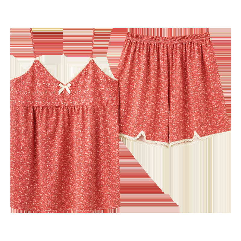 2024 pijama de verano femenino delgado dulce impresión caballete de pantalones cortos set ropa de casa chatter transmisión en vivo