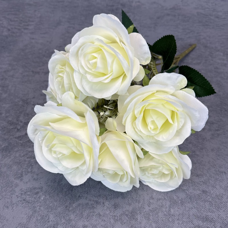 9 manojo de la cabeza, amante, rosa, flor artificial, boda, decoración del hogar, rosa, decoración de flores falsas hechas a mano al por mayor