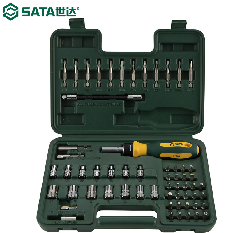 世达09324螺丝刀套装套筒旋具头批头棘轮汽修维修工具60件套1/4