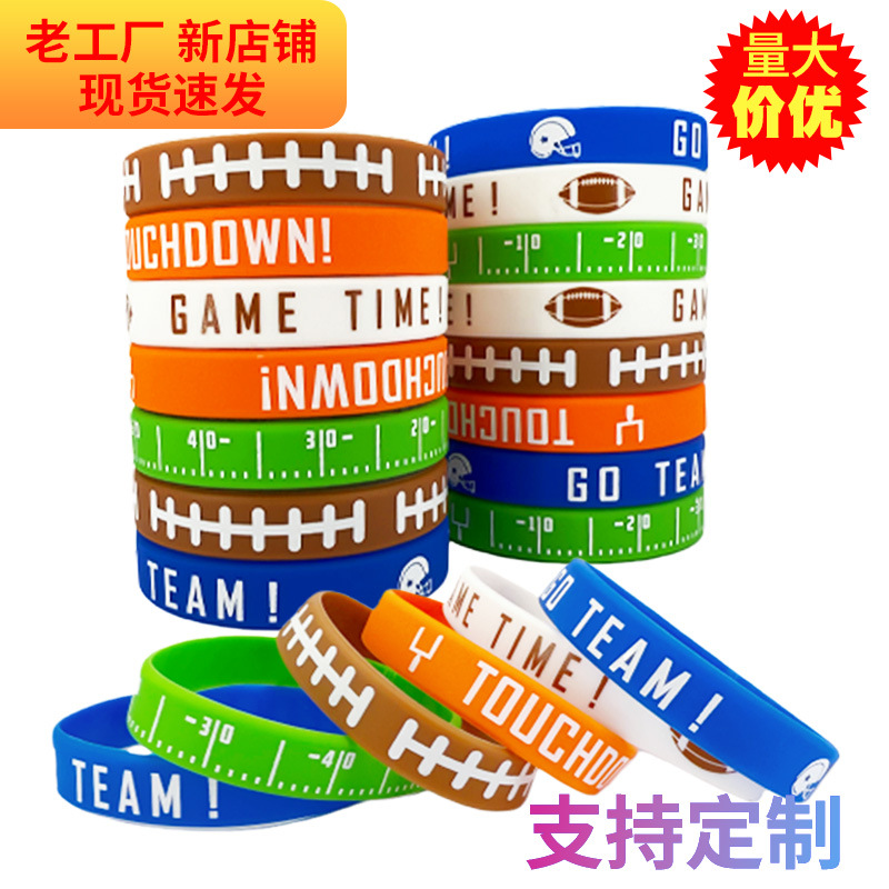 In-Stock Amazon Event Football Wholesale Silicone Wristbands Football Go Team Ga