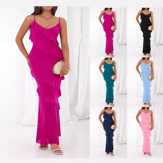 Women's Spring Dress 2026 Slim Fit Solid Color Cocktail Party Wedding Guest Dress Summer Fashion Clothing Women's Spring Dress 2026 Slim Fit Solid Color Cocktail Party Wedding Guest Dress Summer Fashion Clothing