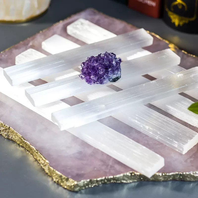 跨境货源天然石膏条透明石膏片摩洛哥石膏工艺品水晶矿石现货批发