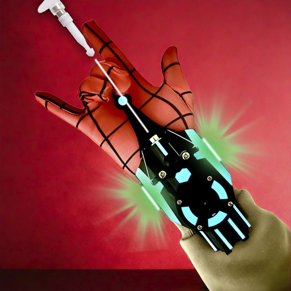 Spider-Man transmisor spinning guantes genuinos reales cuerda automática spinning seda de araña negro tecnología juguetes para niños