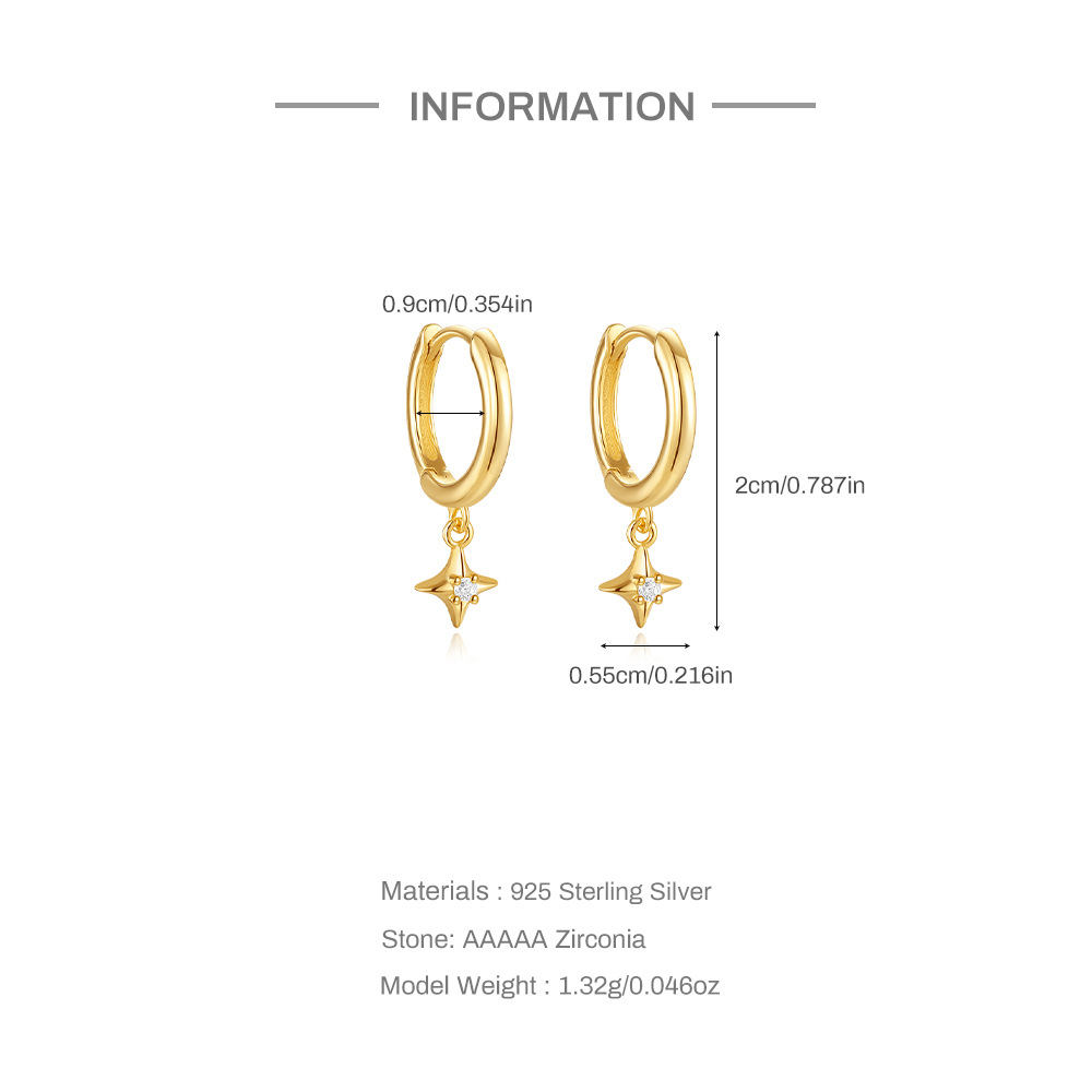 5g Weight 925 Sterling Silver Ear Needle Material Zircon Inlay Material Earrings Classification 1 Pair Quantity Holiday, Travel, Daily Occasion 925 Sterling Silver Material Geometric Pattern Women's Gender Plating Design Simple Style, Streetwear Style 1 Pair 925 Sterling Silver Zircon Geometric Earrings 3