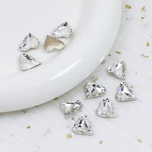 Dongzhou Crystal new big crooked heart pointed bottom diamond necklace jewelry accessories popular online celebrity nail drill love nail drill