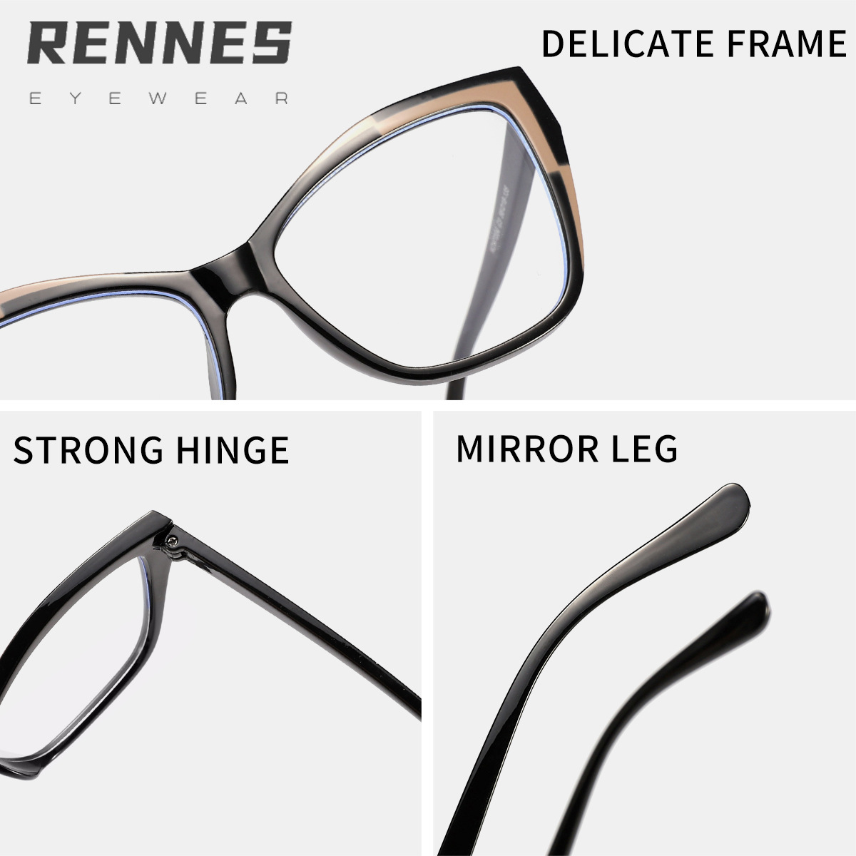 Espejo plano de contraste de ojo de gato europeo y americano, nueva celebridad de Internet transfronteriza, el mismo estilo, gafas a prueba de luz azul con personalidad, gafas con montura de miopía