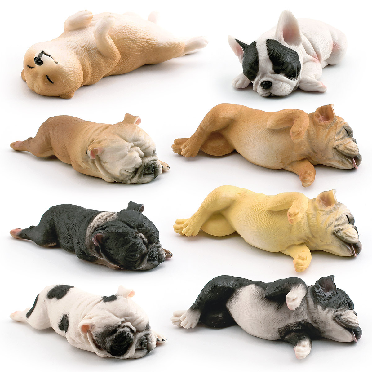 Simulación transfronteriza para dormir postura Shiba Inu modelo de Bulldog Francés educativo para niños mascota perro decoración de escritorio adornos estáticos
